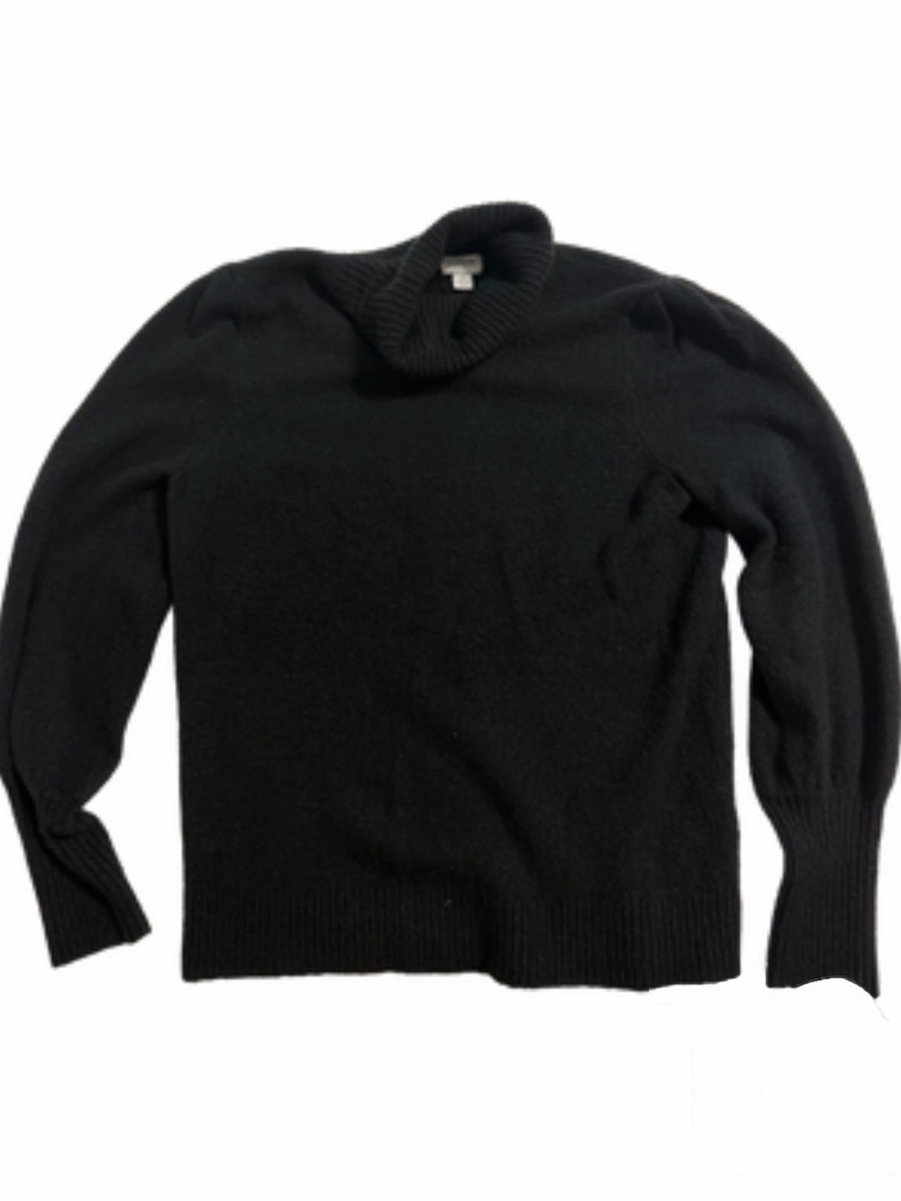 J.Crew Black Turtleneck Sweater Ruched Shoulders Long Sleeve Size M